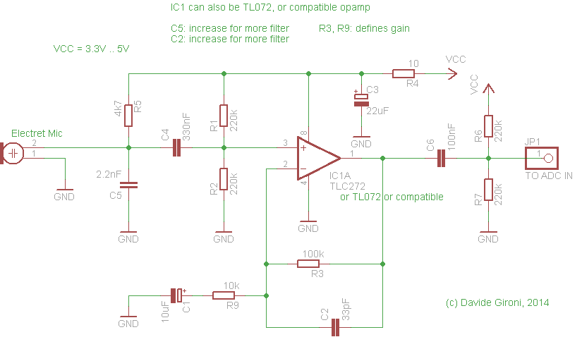 Low Noise Preamp Using Tlo71